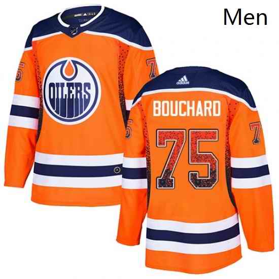 Mens Adidas Edmonton Oilers 75 Evan Bouchard Authentic Orange Drift Fashion NHL Jersey